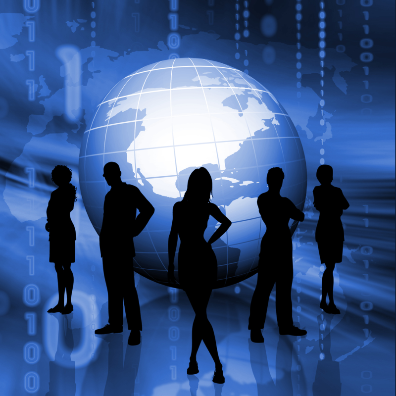 Digital_Biz_People_Globe_Centered ThinkLish | English Learning & Communication for Working Professionals